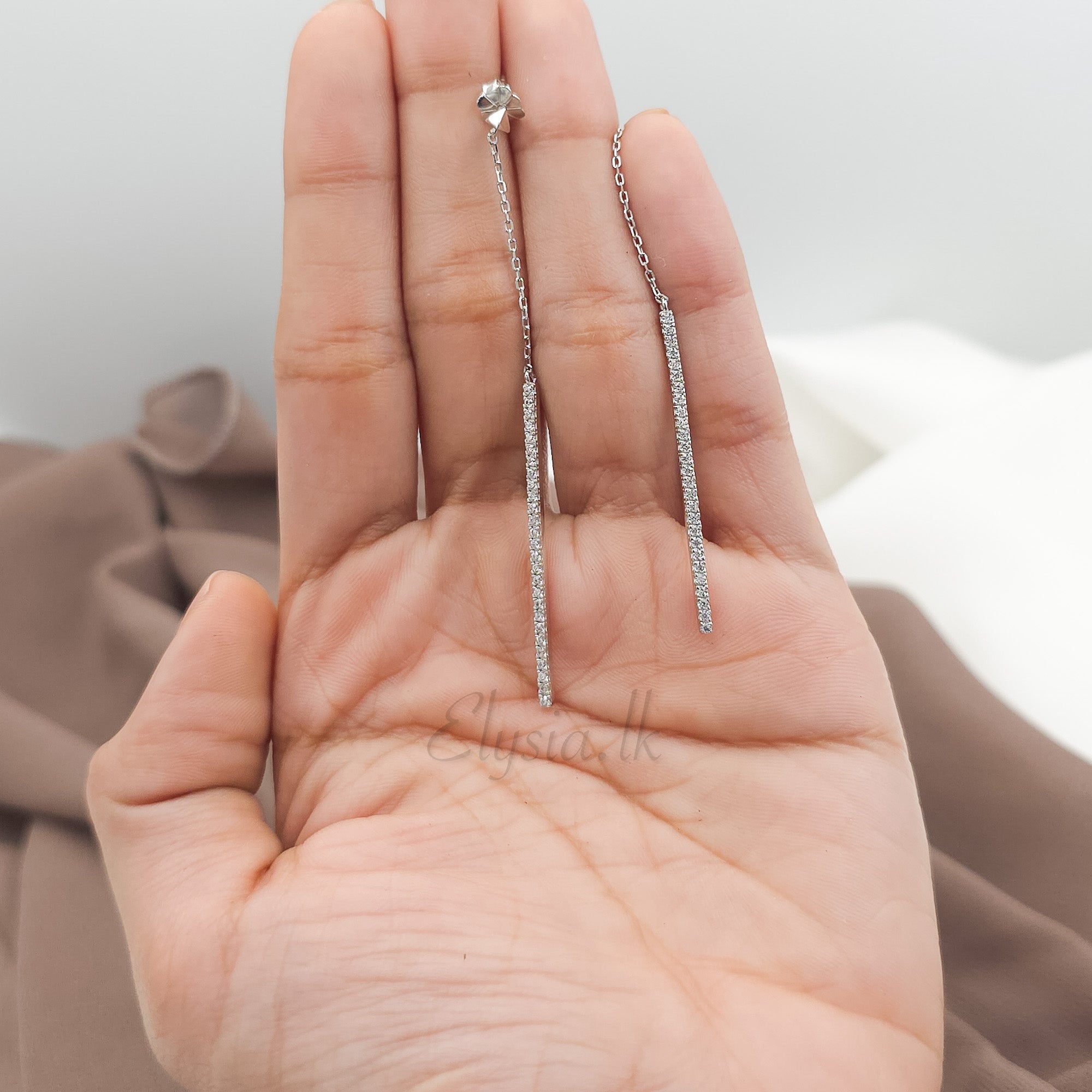 Elysia Pavé Bar Drop Earrings